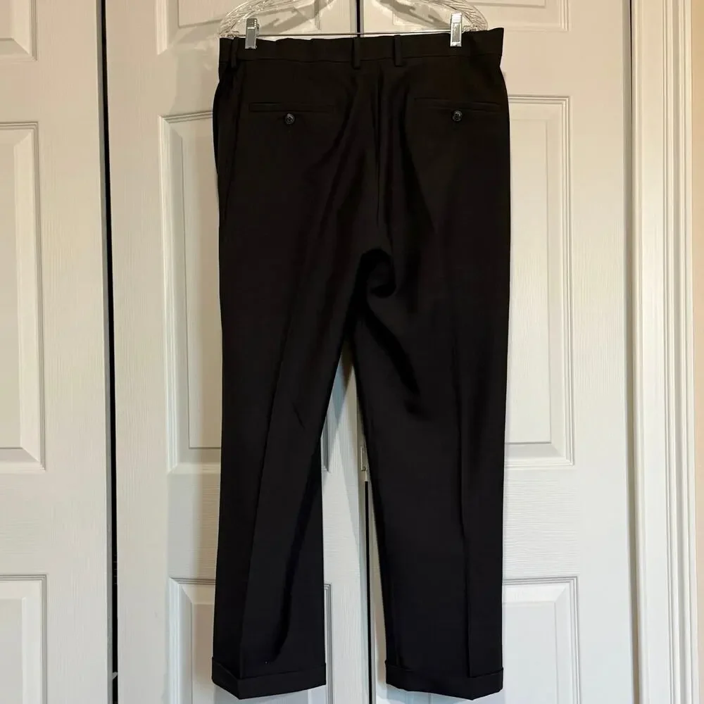 Haggar E-CLO Stria Classic Fit men’s dress slacks 34 x 29 dark charcoal gray.  1